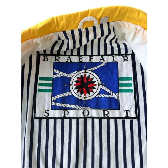 Vintage Braefair Sport Sailing Jacket Men's Medium White Yellow Nautical Windbre - Picture 7 of 8